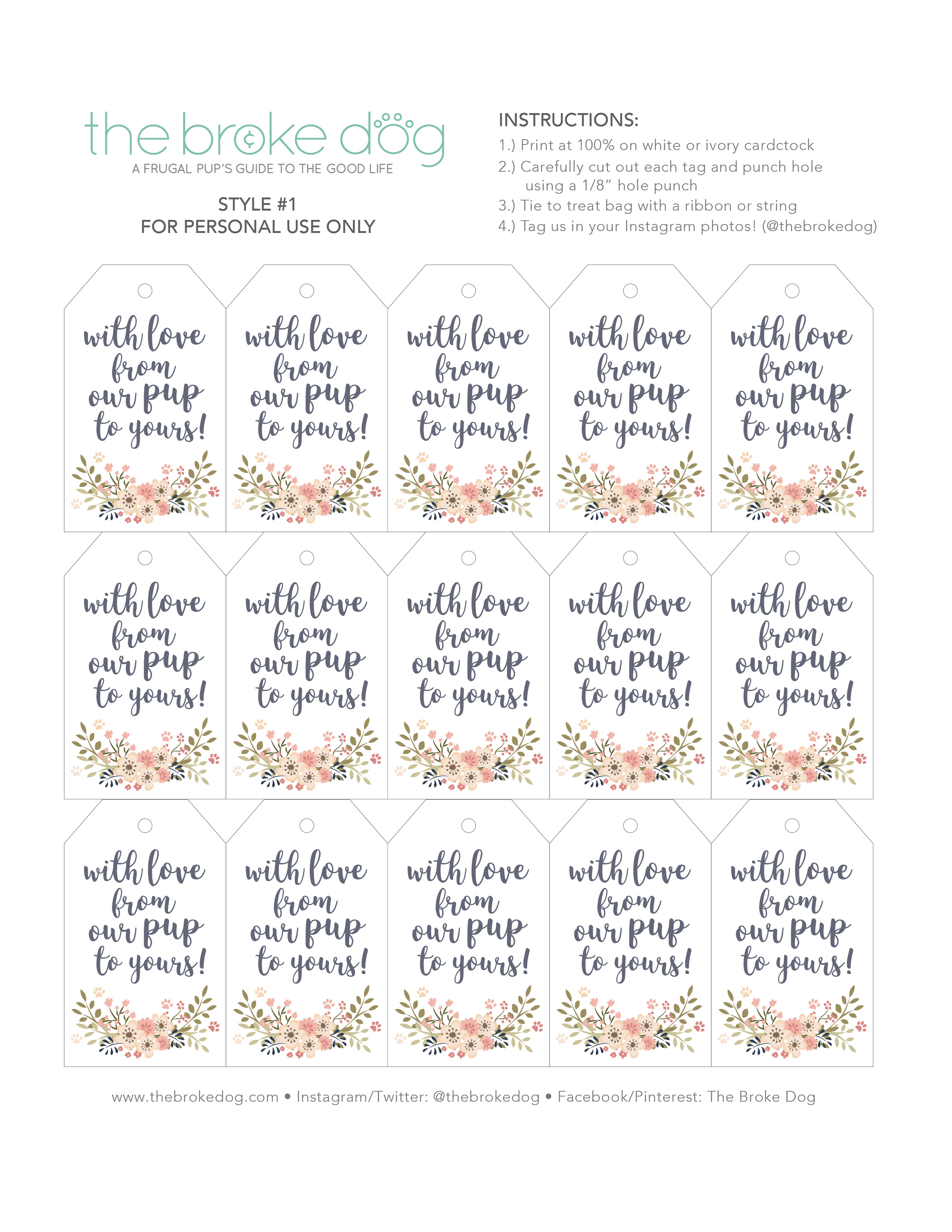 Free Printable Tags for Dog Treat Wedding Favors - The Broke Dog With Dog Treat Label Template